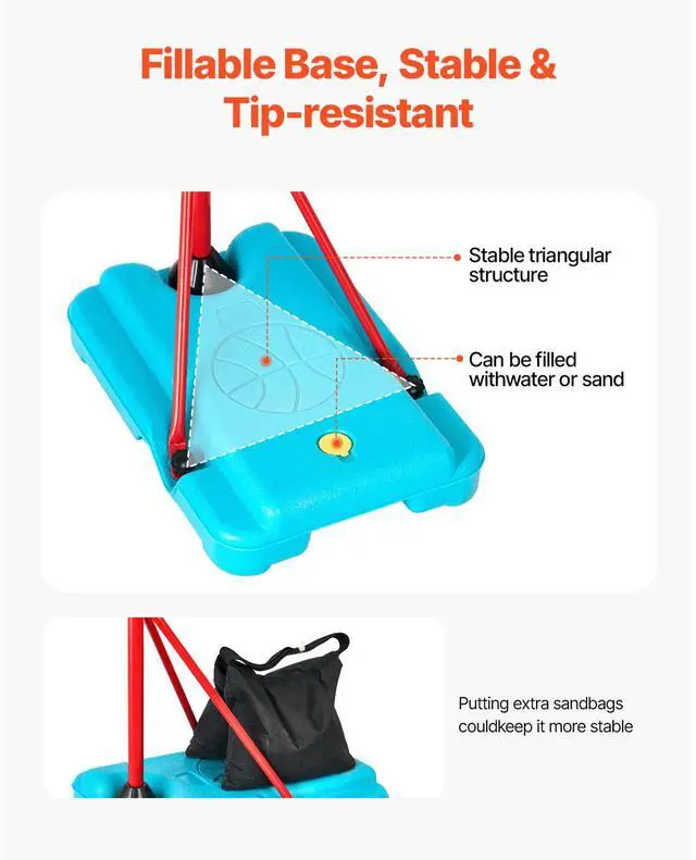 Alt view image 10 of 14 - VEVOR Kids Basketball Hoop Height Adjustable Portable Basketball Court for Kid Outdoor