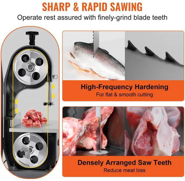 Alt view image 11 of 14 - VEVOR Band Saw Blade, 65x0.63x0.02 inch, 5 PCS/Pack Meat Bandsaw Blades for Replacement, Carbon Steel Blade, Meat Cutting Blade Wrapped by Rust-Proof Paper, Fit for Commercial Bone Saw Machines