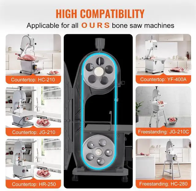Alt view image 10 of 14 - VEVOR Band Saw Blade, 65x0.63x0.02 inch, 5 PCS/Pack Meat Bandsaw Blades for Replacement, Carbon Steel Blade, Meat Cutting Blade Wrapped by Rust-Proof Paper, Fit for Commercial Bone Saw Machines