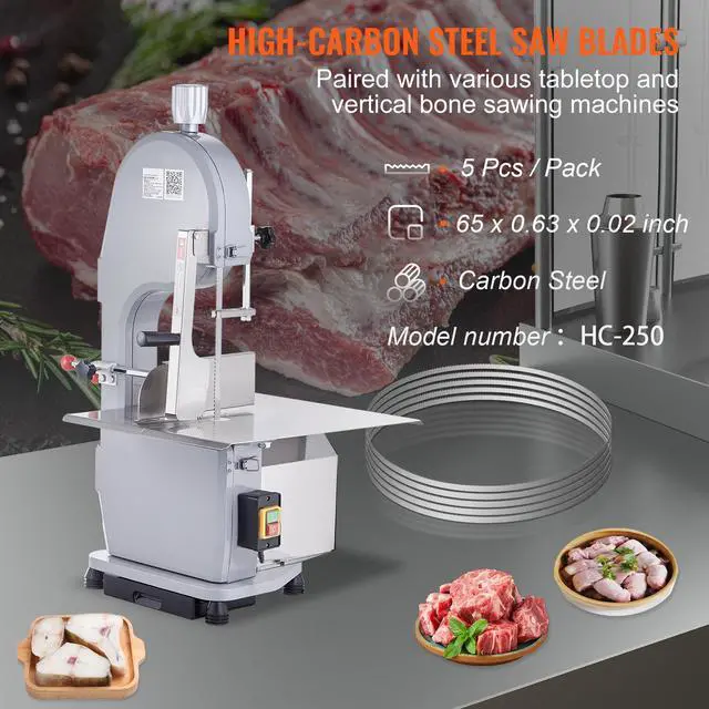 Alt view image 9 of 14 - VEVOR Band Saw Blade, 65x0.63x0.02 inch, 5 PCS/Pack Meat Bandsaw Blades for Replacement, Carbon Steel Blade, Meat Cutting Blade Wrapped by Rust-Proof Paper, Fit for Commercial Bone Saw Machines