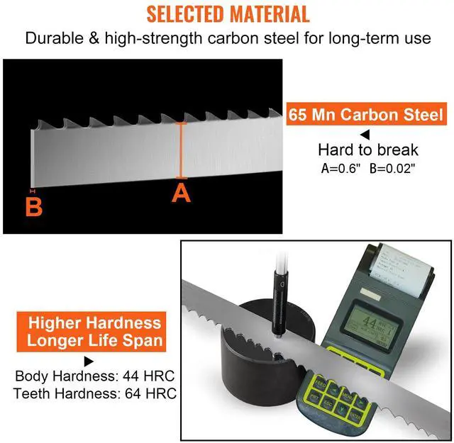 Alt view image 12 of 14 - VEVOR Band Saw Blade, 65x0.63x0.02 inch, 5 PCS/Pack Meat Bandsaw Blades for Replacement, Carbon Steel Blade, Meat Cutting Blade Wrapped by Rust-Proof Paper, Fit for Commercial Bone Saw Machines