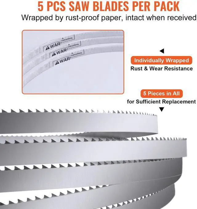 Alt view image 13 of 14 - VEVOR Band Saw Blade, 65x0.63x0.02 inch, 5 PCS/Pack Meat Bandsaw Blades for Replacement, Carbon Steel Blade, Meat Cutting Blade Wrapped by Rust-Proof Paper, Fit for Commercial Bone Saw Machines