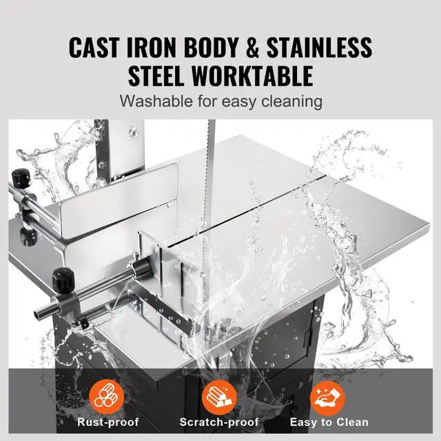 Alt view image 13 of 14 - VEVOR 550W Commercial Electric Meat Bandsaw Stainless Steel Bone Sawing Machine