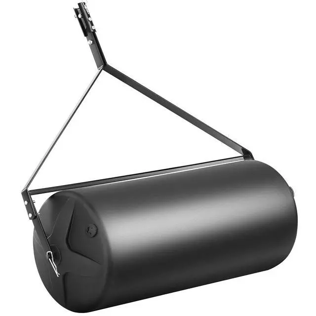 Alt view image 2 of 8 - VEVOR  Tow Behind Lawn Roller, 400lbs Sand/Water Filled Yard Roller, LLDPE Drum and Steel Frame Sod Roller with Easy-turn Plug, Tow Behind a Tractor or ATV for Lawn, Garden, Farm, Park, Black