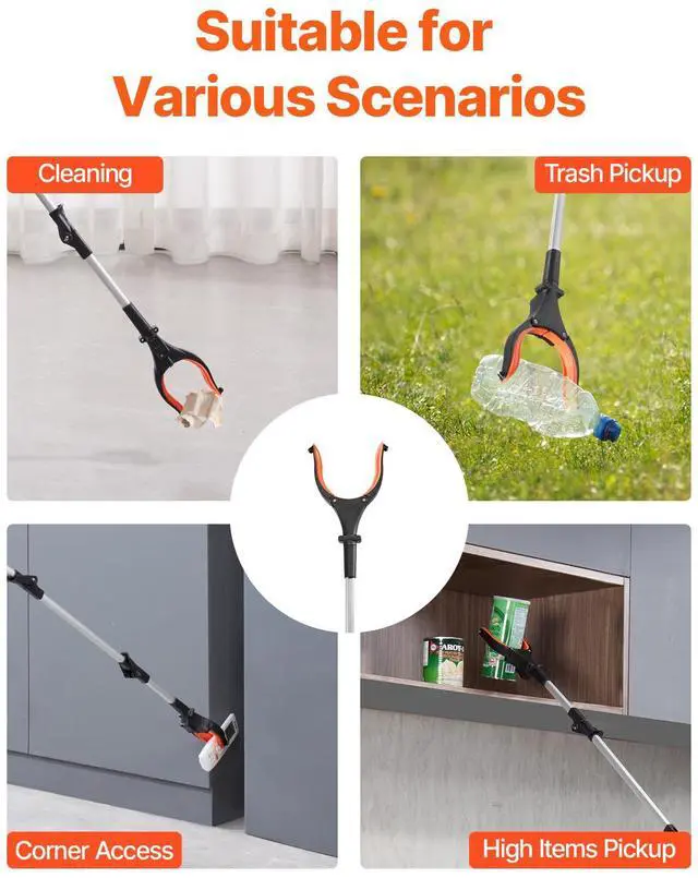 Alt view image 13 of 14 - VEVOR Grabber Reacher Tool, 43" Foldable Reacher Grabber Pickup Tool with 360° Rotating Jaw, Magnet and LED Light, Lightweight Grabber Reacher Tool for Seniors, Extra Long Trash Picker Upper Grabber