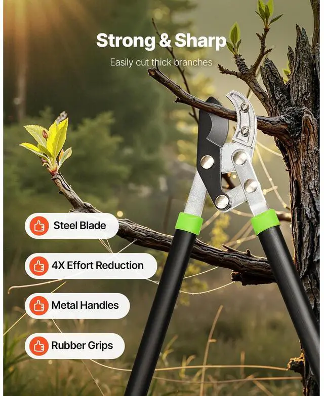 Alt view image 3 of 8 - VEVOR Loppers for Tree Trimming, 32 inch Garden Anvil Trimmer with Compound Action, Sharp Steel Blade, Heavy Duty Tree Branch Cutter Up to 2 inch Dia Cut Capacity, Ergonomically Designed Handles