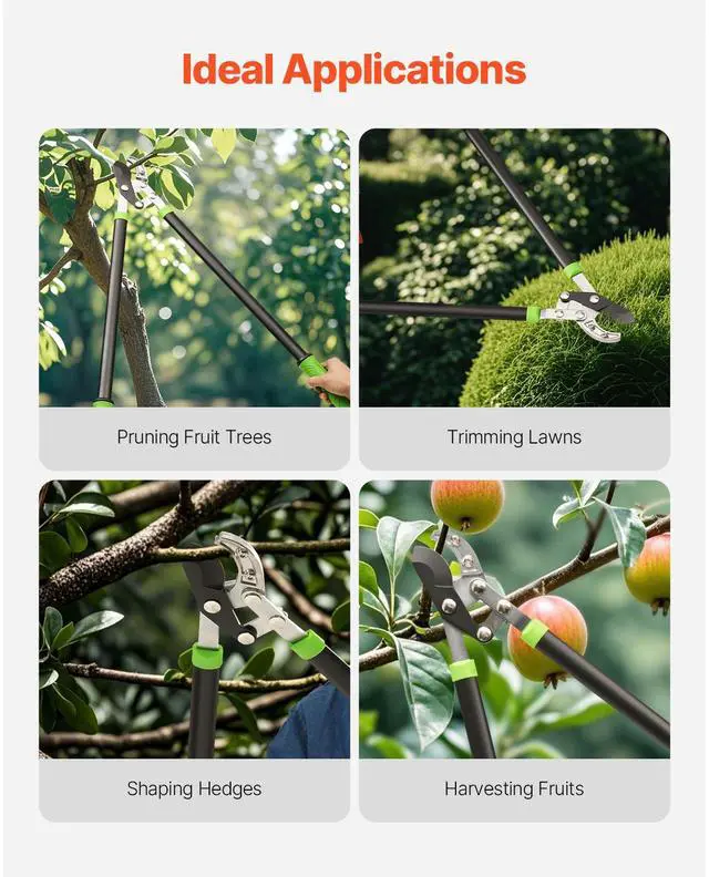 Alt view image 7 of 8 - VEVOR Loppers for Tree Trimming, 32 inch Garden Anvil Trimmer with Compound Action, Sharp Steel Blade, Heavy Duty Tree Branch Cutter Up to 2 inch Dia Cut Capacity, Ergonomically Designed Handles