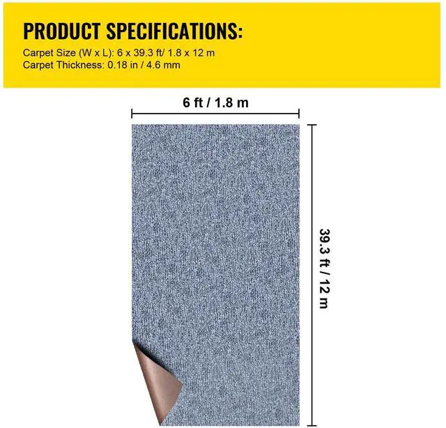 Alt view image 7 of 7 - Gray Marine Carpet 6 ft x 39.3 ft Marine Carpeting Marine Grade Carpet for Boats with Waterproof Back Outdoor Rug for Patio Porch Deck Garage Outdoor Area Rug Runner Anti-Slide Porch Rug