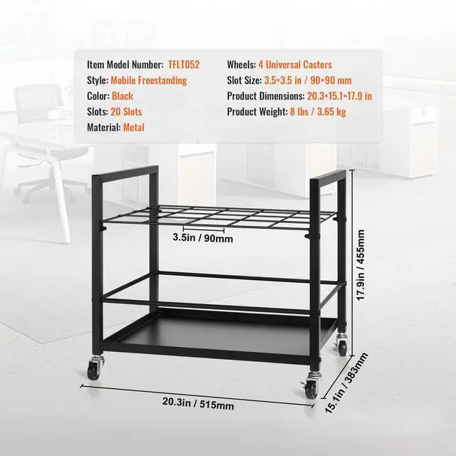 Alt view image 14 of 14 - VEVOR  Blueprint Storage Rack 20 Slots Mobile Roll File Holder for Architectural, Blue Print Storage Organizer - Mobile Roll File Cart, Construction Plan Holders, Blueprint Cabinet with Wheels, Roll