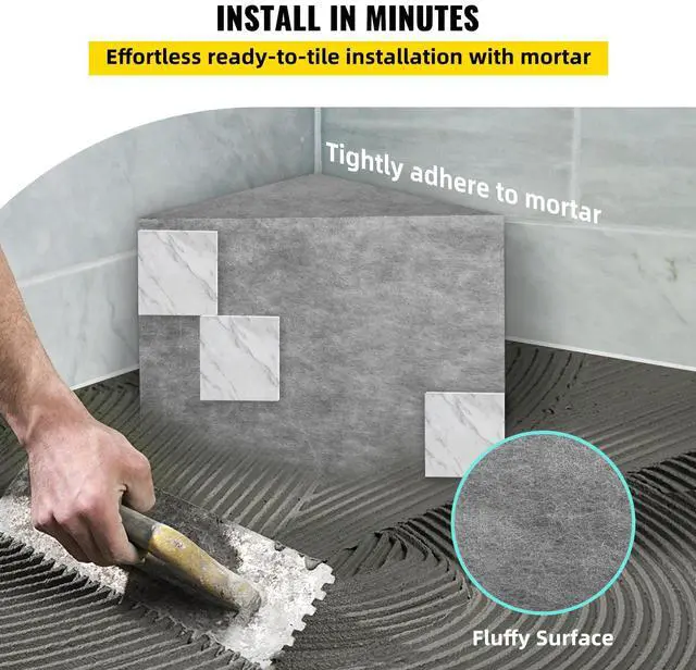 Alt view image 14 of 15 - VEVOR Tile Shower Seat, 22.4" x 16" x 20" Ready to Tile Shower Seat, Factory Waterproof & 100% Leak Proof Tileable Shower Corner Seat, 440lbs Load-Bearing Triangular Board Shower Bench, Grey