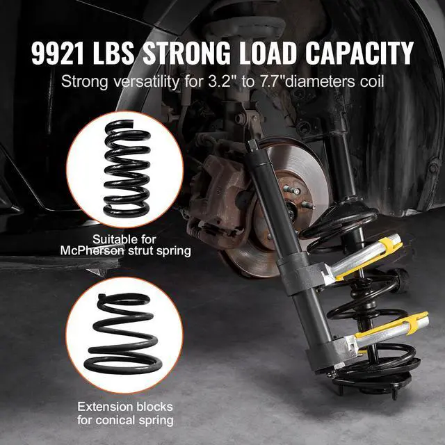 Alt view image 9 of 14 - VEVOR Strut Spring Compressor Set, Macpherson Strut Spring Compressor Kit, Interchangeable Fork Strut Coil Extractor Remover Tool, with Yellow Protective Sleeve and Carrying Case