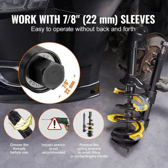 Alt view image 13 of 14 - VEVOR Strut Spring Compressor Set, Macpherson Strut Spring Compressor Kit, Interchangeable Fork Strut Coil Extractor Remover Tool, with Yellow Protective Sleeve and Carrying Case