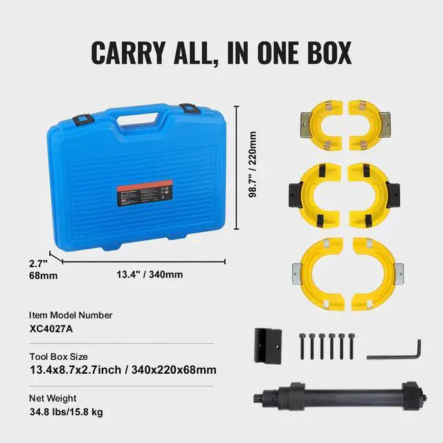Alt view image 14 of 14 - VEVOR Strut Spring Compressor Set, Macpherson Strut Spring Compressor Kit, Interchangeable Fork Strut Coil Extractor Remover Tool, with Yellow Protective Sleeve and Carrying Case