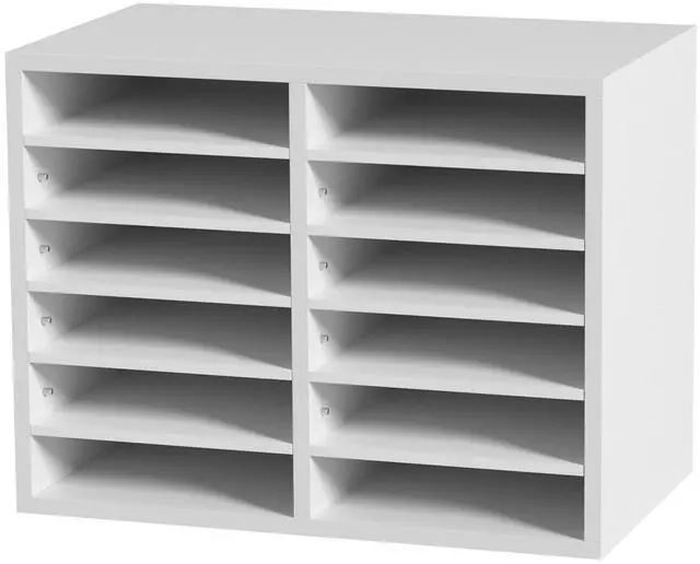 Alt view image 9 of 15 - VEVOR Literature Organizers, 12 Compartments Office Mailbox with Adjustable Shelves, Wood Literature Sorter 20.4x12x16.1 inches for Office, Home, Classroom, Mailrooms Organization, EPA Certified White