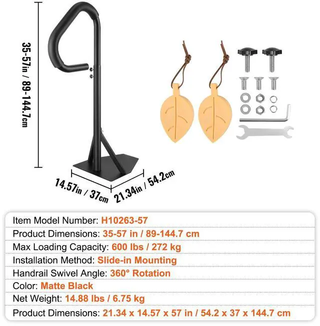 Alt view image 14 of 14 - VEVOR Hot Tub Handrail, 360 Rotatable Spa Side Handrail with 35"-57" Adjustable Height, Rust-proof Aluminum Spa Step Hot Tub Hand Rail with Slide-Under Mount Base for Indoor & Outdoor, 600LBS Capacity