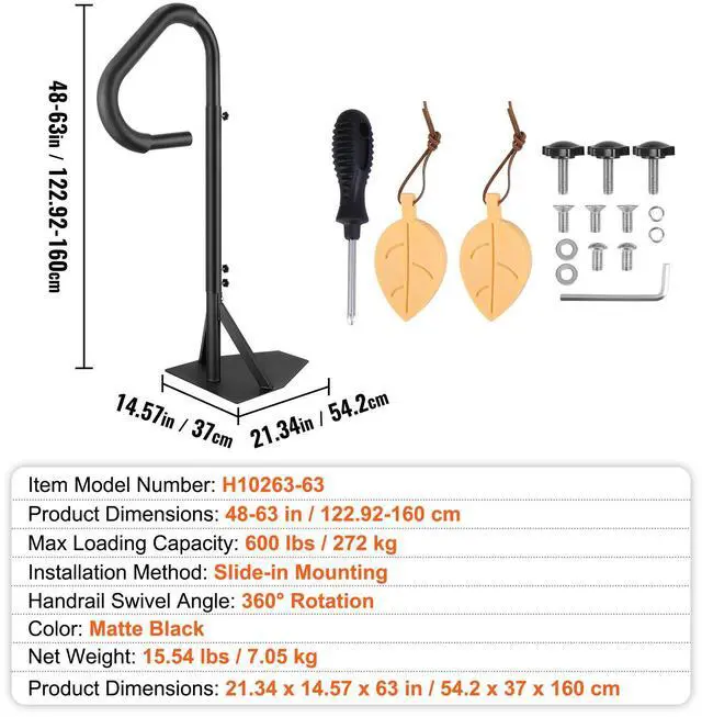 Alt view image 14 of 14 - VEVOR Hot Tub Handrail, 360 Rotatable Spa Side Handrail with 48"-63" Adjustable Height, Rust-proof Aluminum Spa Step Hot Tub Hand Rail with Slide-Under Mount Base for Indoor & Outdoor, 600LBS Capacity