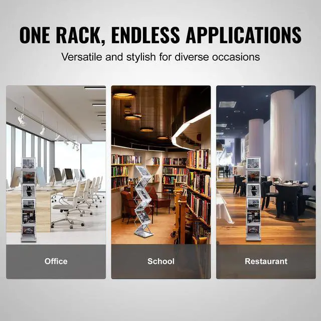Alt view image 14 of 15 - VEVOR Literature Rack, 6 Pockets, Pop up Aluminum Magazine Rack, Lightweight Catalog Holder Stand w/Carrying Bag for Living Room, Hotel, Trade Show, Exhibition, Office