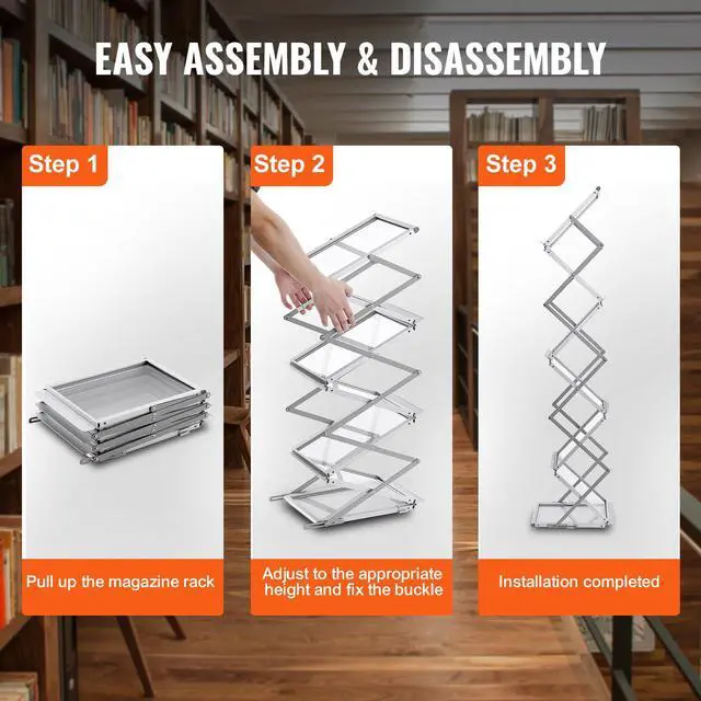 Alt view image 13 of 15 - VEVOR Literature Rack, 6 Pockets, Pop up Aluminum Magazine Rack, Lightweight Catalog Holder Stand w/Carrying Bag for Living Room, Hotel, Trade Show, Exhibition, Office