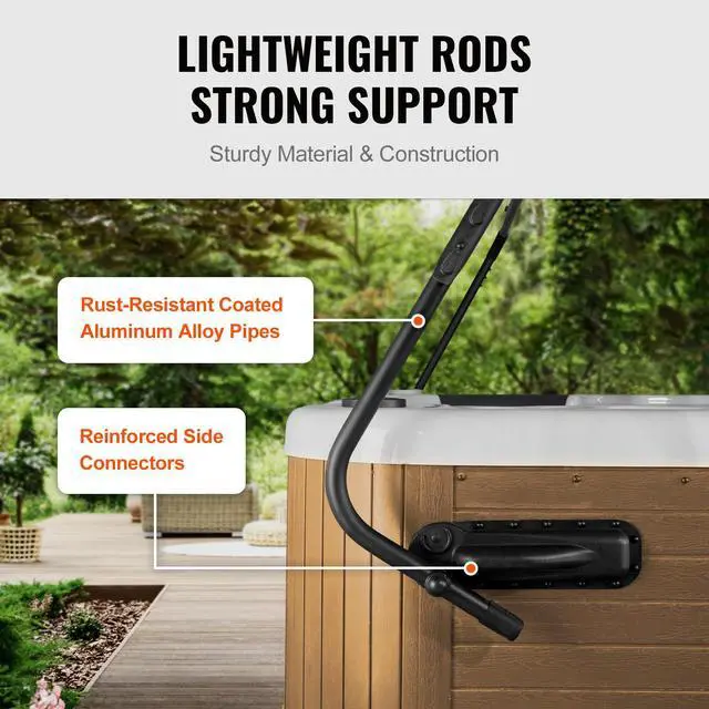 Alt view image 6 of 9 - VEVOR Hot Tub Cover Lift, Spa Cover Lift, Height 31.5" - 41.3" Width 69" - 100.5" Adjustable, Installed on Both Sides at the Top, Suitable for Various Sizes of Rectangular Bathtubs, Hot Tubs, Spa
