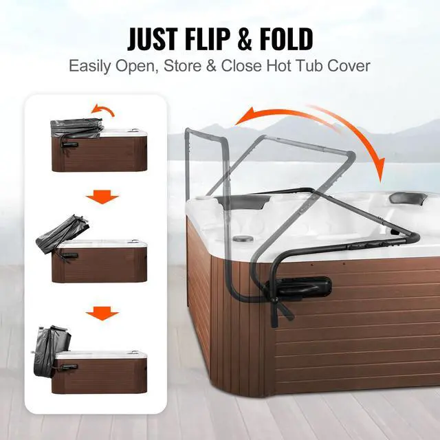 Alt view image 4 of 9 - VEVOR Hot Tub Cover Lift, Spa Cover Lift, Height 31.5" - 41.3" Width 69" - 100.5" Adjustable, Installed on Both Sides at the Top, Suitable for Various Sizes of Rectangular Bathtubs, Hot Tubs, Spa