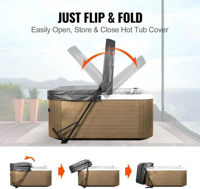 Alt view image 4 of 9 - VEVOR Hot Tub Cover Lift, Spa Cover Lift, Height 31.5" - 41.3" Width 57" - 92.5" Adjustable, Installed Underneath on Both Sides, Suitable for Various Sizes of Rectangular Bathtubs, Hot Tubs, Spa