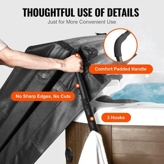 Alt view image 7 of 9 - VEVOR Hot Tub Cover Lift, Spa Cover Lift, Height 31.5" - 41.3" Width 57" - 92.5" Adjustable, Installed Underneath on Both Sides, Suitable for Various Sizes of Rectangular Bathtubs, Hot Tubs, Spa