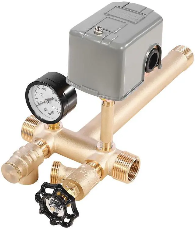 Alt view image 2 of 8 - VEVOR 1" x 11" Well Pressure Tank Tee Kit, with 40/60PSI Switch, 7-Pieces Pure Brass Pressure Tank Installation Kit for Water Well, Fit Most Tanks with Diameters up to 16 Inches