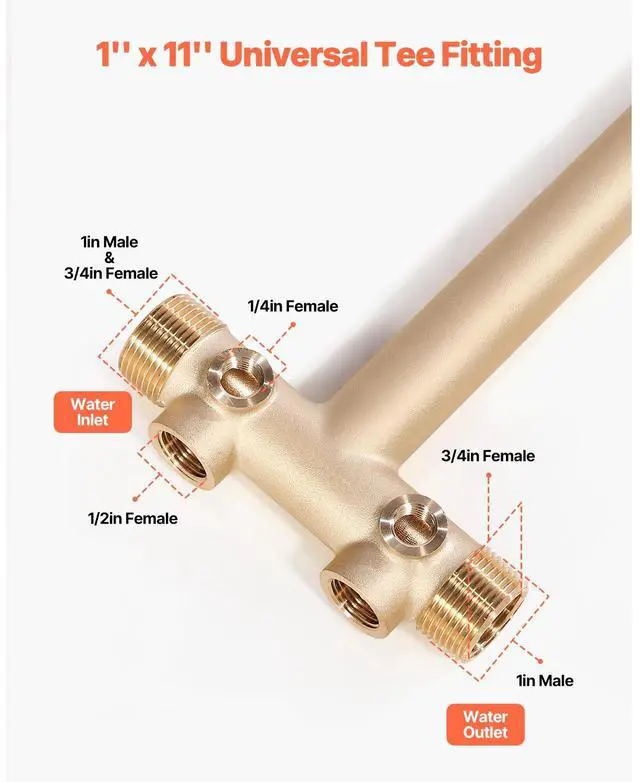 Alt view image 4 of 8 - VEVOR 1" x 11" Well Pressure Tank Tee Kit, with 40/60PSI Switch, 7-Pieces Pure Brass Pressure Tank Installation Kit for Water Well, Fit Most Tanks with Diameters up to 16 Inches