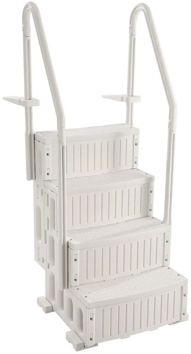Alt view image 2 of 8 - VEVOR Swimming Pool Ladder, 4-Step Double Handrails Stairs with Non-slip Heavy Duty Steps, Max Load Capacity 400 lbs, for 48-54 In Inground & Above-ground Pools of Any Decking Surface, Milk White