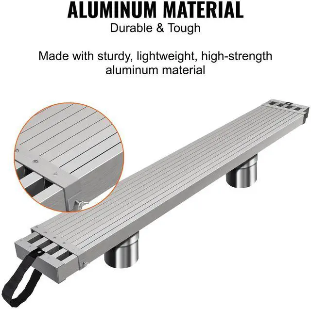 Alt view image 5 of 8 - VEVOR Telescoping Aluminum Work Plank, 6-9 Feet 500lbs Capacity, 12.5 inch Width Aluminum Scaffold Plank,Extension Staging Plank with Skid-Proof Platform Scaffold Ladder Accessory