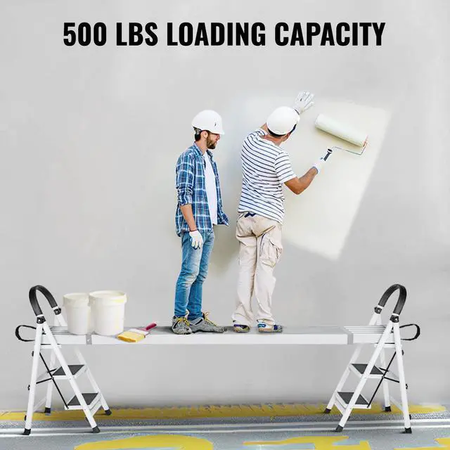 Alt view image 4 of 8 - VEVOR Telescoping Aluminum Work Plank, 6-9 Feet 500lbs Capacity, 12.5 inch Width Aluminum Scaffold Plank,Extension Staging Plank with Skid-Proof Platform Scaffold Ladder Accessory