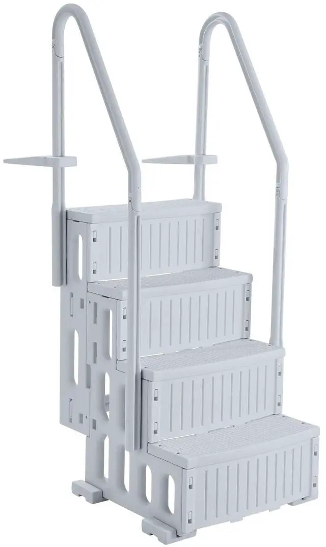 Alt view image 2 of 8 - VEVOR Swimming Pool Ladder, 4-Step Double Handrails Stairs with Non-slip Heavy Duty Steps, Reliable 400 lbs Max Load Capacity, for 48-54 In Inground & Above-ground Pools of Any Decking Surface, Grey