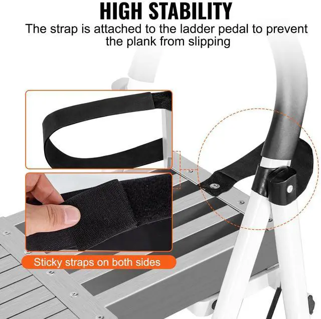 Alt view image 6 of 8 - VEVOR Telescoping Aluminum Work Plank, 6-9 Feet 500lbs Capacity, 12.5 inch Width Aluminum Scaffold Plank,Extension Staging Plank with Skid-Proof Platform Scaffold Ladder Accessory