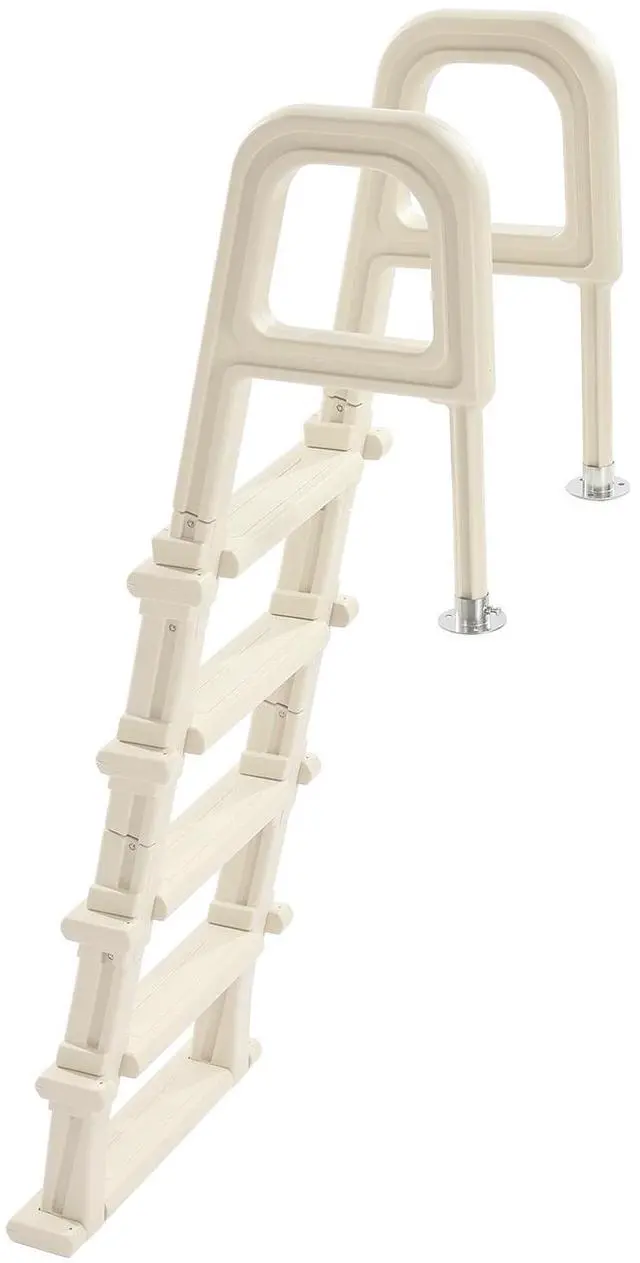 Alt view image 2 of 8 - VEVOR Swimming Pool Ladder, 75°Inclined 5-Step Double Handrails Stair, Non-slip Heavy Duty Steps, Load Capacity 300 lb, for 48-54 In Inground & Above-ground Pools of Any Deck Surface Indoor & Outdoor