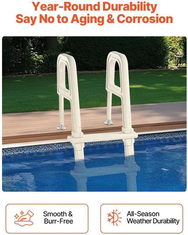 Alt view image 6 of 8 - VEVOR Swimming Pool Ladder, 75°Inclined 5-Step Double Handrails Stair, Non-slip Heavy Duty Steps, Load Capacity 300 lb, for 48-54 In Inground & Above-ground Pools of Any Deck Surface Indoor & Outdoor