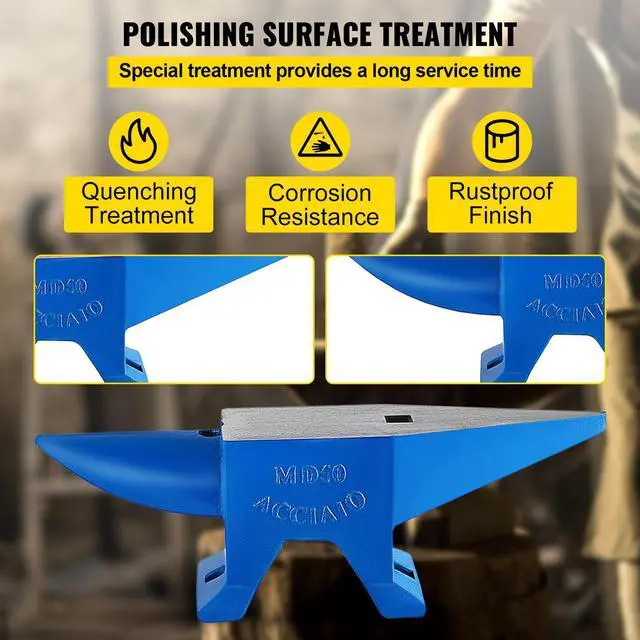 Alt view image 5 of 7 - Single Horn Anvil Cast Steel Anvil Blacksmith for Sale Forge Steel Tools with Round and Square Hole and Equipment Anvil Rugged Blacksmith Jewelers Durable and Robust Metal Working Tool 105Lbs