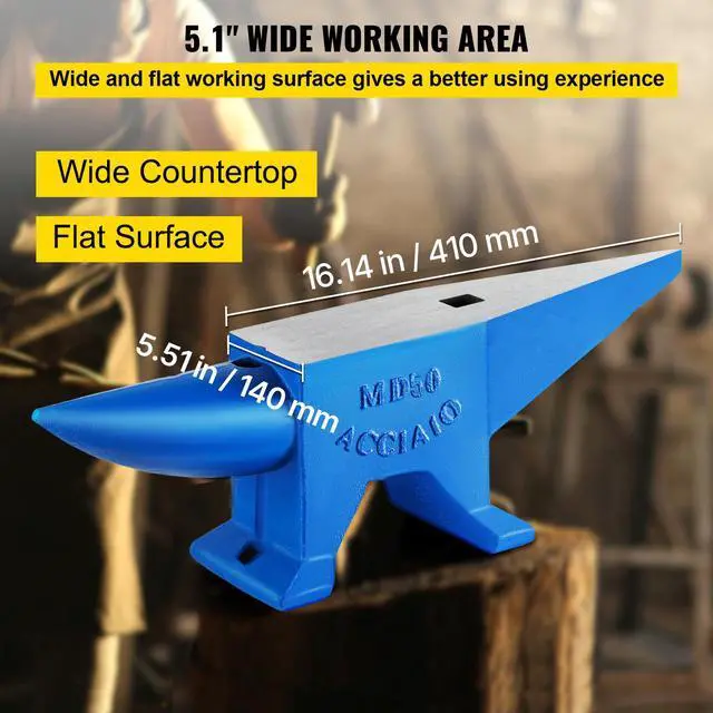 Alt view image 6 of 7 - Single Horn Anvil Cast Steel Anvil Blacksmith for Sale Forge Steel Tools with Round and Square Hole and Equipment Anvil Rugged Blacksmith Jewelers Durable and Robust Metal Working Tool 105Lbs