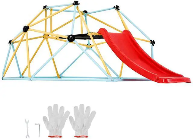 Alt view image 2 of 8 - VEVOR Climbing Dome, for Kids 3 to 9 Years Old, 8FT Geometric Dome Climber with Slide,Jungle Gym Supports 600LBS and Easy Assembly, with Climbing Grip, Outdoor and Indoor Play Equipment for Kids