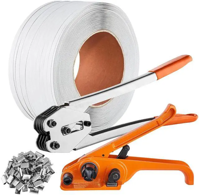 Alt view image 8 of 14 - VEVOR Banding Strapping Kit with Strapping Tensioner Tool, Banding Sealer Tool, 3280 ft Length PP Band, 1000 Metal Seals, Pallet Packaging Strapping Banding Kit Banding Packaging Strapping for Packing