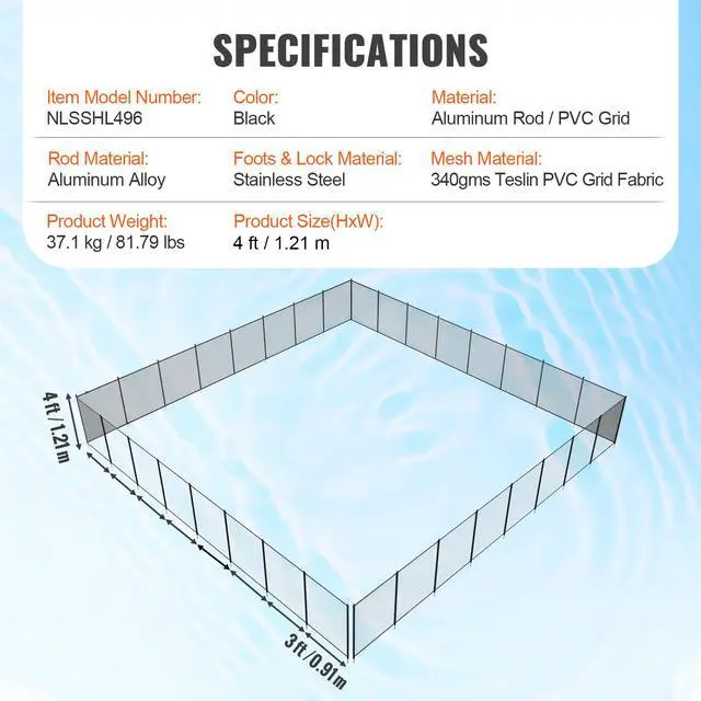 Alt view image 14 of 14 - VEVOR Pool Fence, 4 x 96 FT Pool Fences for Inground Pools, Removable Child Safety Pool Fencing, Easy DIY Installation Swimming Pool Fence, 340gms Teslin PVC Pool Fence Mesh Protects Kids and Pets