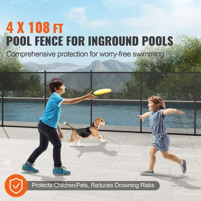 Alt view image 9 of 14 - VEVOR Pool Fence, 4 x 108 FT Pool Fences for Inground Pools, Removable Child Safety Pool Fencing, Easy DIY Installation Swimming Pool Fence, 340gms Teslin PVC Pool Fence Mesh Protects Kids and Pets