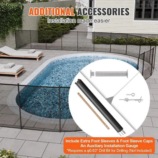 Alt view image 13 of 14 - VEVOR Pool Fence, 4 x 72 FT Pool Fences for Inground Pools, Removable Child Safety Pool Fencing, Easy DIY Installation Swimming Pool Fence, 340gms Teslin PVC Pool Fence Mesh Protects Kids and Pets