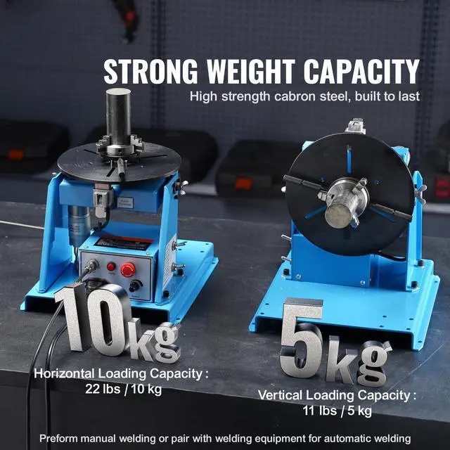 Alt view image 9 of 14 - VEVOR Rotary Welding Positioner 10KG, 0-90° Welding Positioning Turntable Table with 8.1 Inch 3-Jaw Lathe Chuck, 1-12 RPM 20W Portable Welder Positioning Machine for Cutting Grinding Assembly Testing