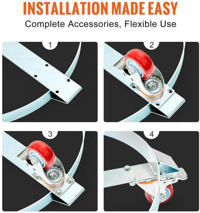 Alt view image 8 of 9 - VEVOR 2PCS 55 Gallon Heavy Duty Drum Dolly, 1000 lbs Load Capacity, Barrel Dolly Cart Drum Caddy, Non Tipping Hand Truck Capacity Dollies with Steel Frame 4 Swivel Casters Wheel, for Drum Handling
