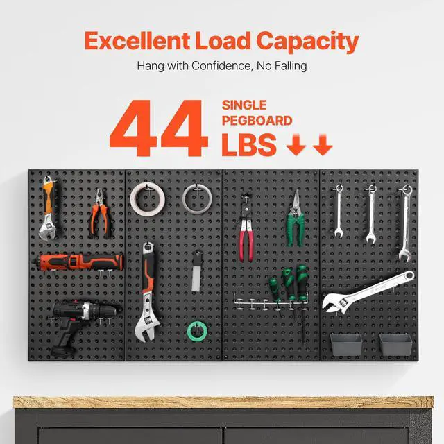 Alt view image 9 of 14 - VEVOR Metal Pegboard Panels 4 Pcs 24" x 12" Wall Organizer for Garage Tool Storage