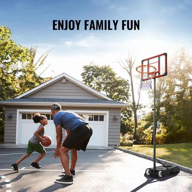 Alt view image 8 of 8 - VEVOR Basketball Hoop, 5-7 ft Adjustable Height Portable Backboard System, 28 inch Basketball Hoop & Goal, Kids & Adults Basketball Set with Wheels, Stand, and Fillable Base, for Outdoor/Indoor