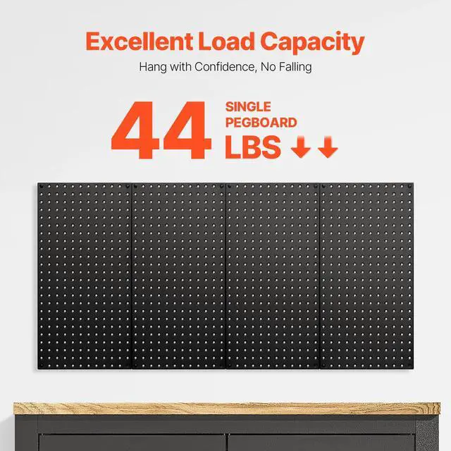 Alt view image 3 of 8 - VEVOR Metal Pegboard Panels, 24" x 12" Pegboard, 4 Panels, Heavy Duty Steel Peg Board Wall Organizer, for Living Room Garage Tool Storage Workbench Office Organization Craft Room Kitchen Home, Black