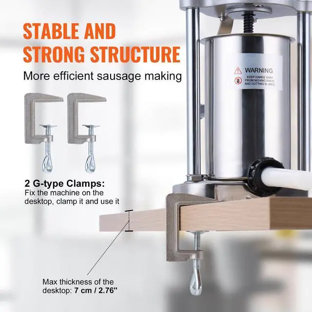 Alt view image 10 of 14 - VEVOR Manual Sausage Stuffer 2 L Vertical Sausage Machine 304 Stainless Steel