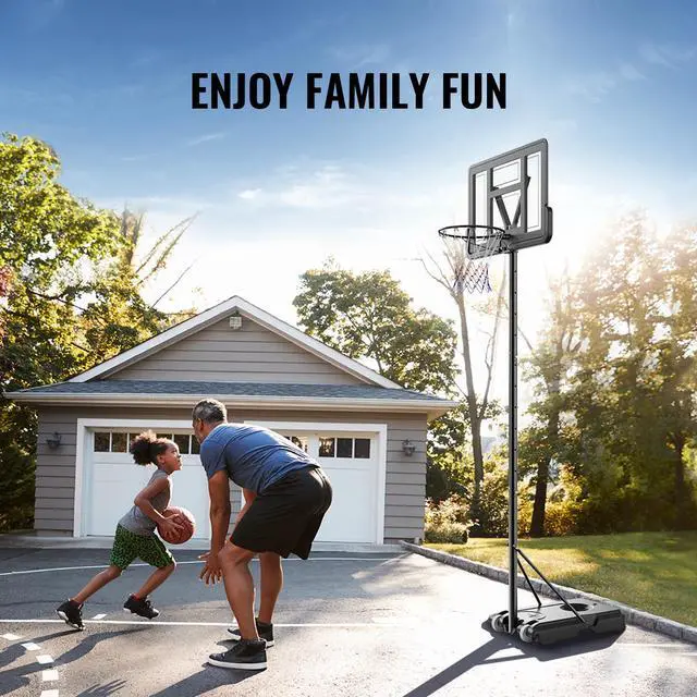Alt view image 9 of 9 - VEVOR Basketball Hoop, 4-10 ft Adjustable Height Portable Backboard System, 44 inch Basketball Hoop & Goal, Kids & Adults Basketball Set with Wheels, Stand, and Fillable Base, for Outdoor/Indoor