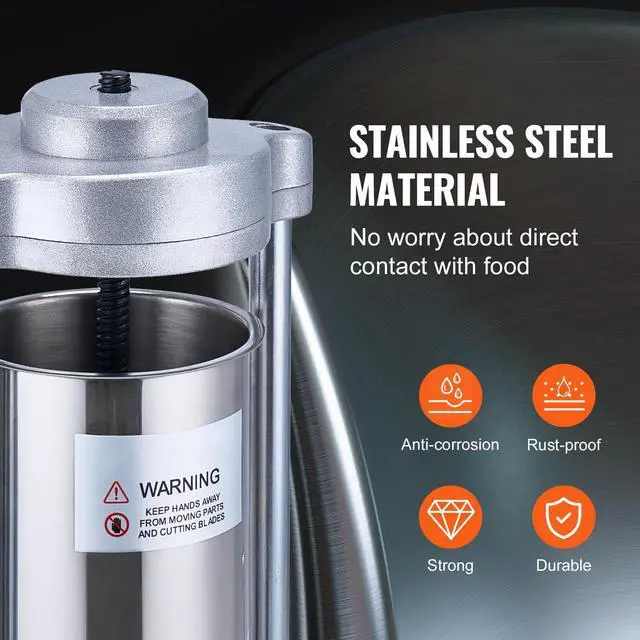 Alt view image 12 of 14 - VEVOR Manual Sausage Stuffer 2 L Vertical Sausage Machine 304 Stainless Steel